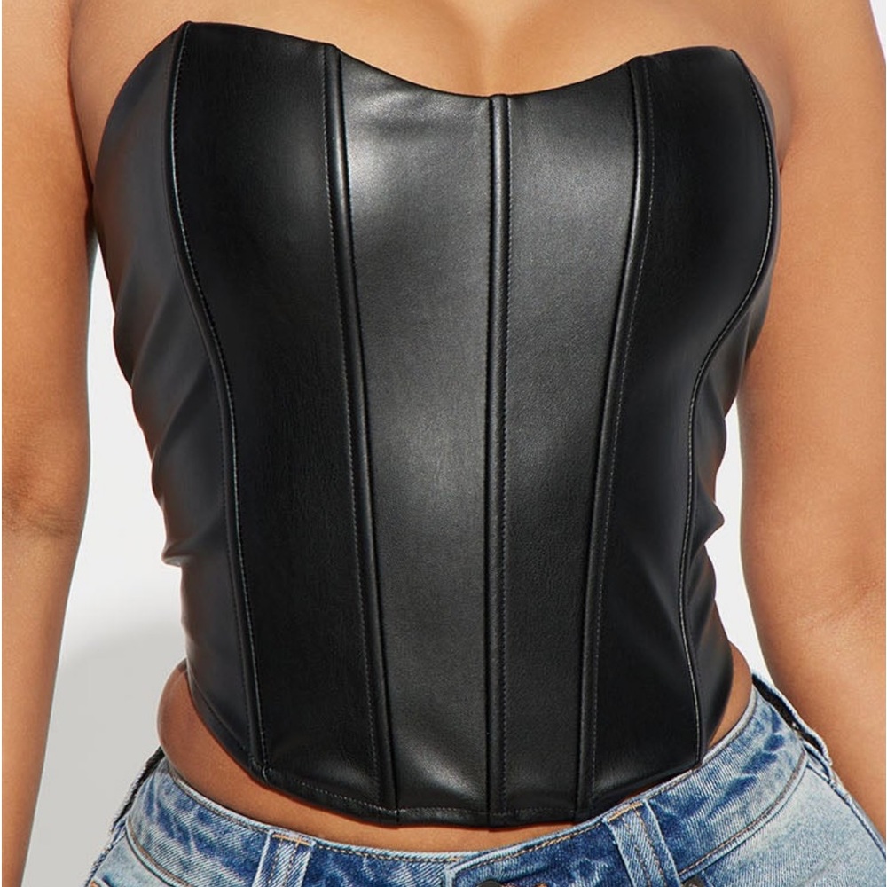 Fashion Nova faux leather Bustier.